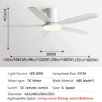 Ceiling Fan with LED Light 42 48 58 72 Inch DC Motor 6-Speed Remote Control 110-220V