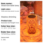 Crystal Rose LED Desk Lamp USB Rechargeable 5W Touch Switch 3 Color Temperatures ABS Acrylic Bedroom Bedside Night Light