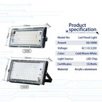 50W 100W IP65 LED Flood Light SMD2835 CRI 85+ 180° AC 110-220V Warm Cool White Aluminum