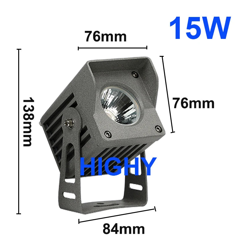 IP65 COB LED Flood Light 15W 20W 30W 40W CRI 92 Brushed Aluminum AC 85-260V or DC 24V Warm White Cool White Outdoor Landscape Spotlight