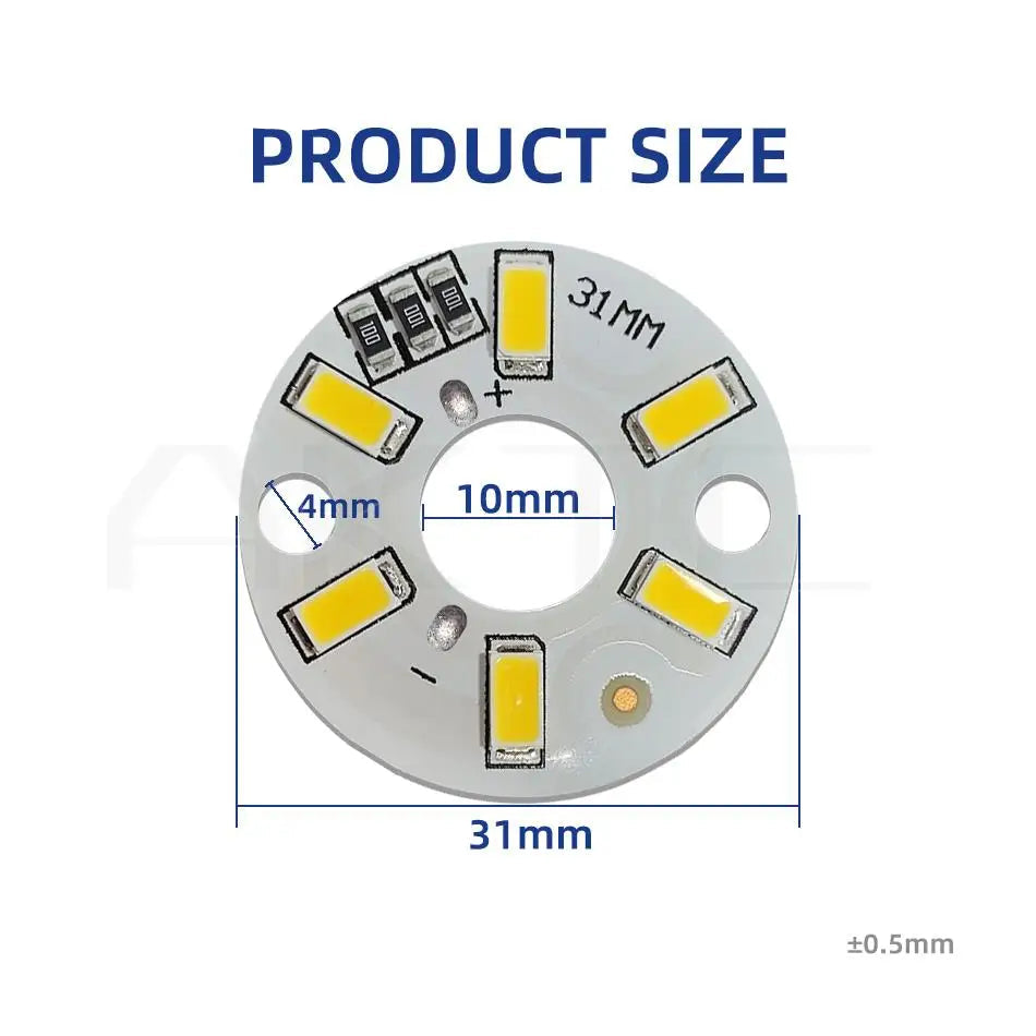 5V DC LED Light Board SMD5730 ≤3W 6 LEDs D31mm 9-Color 10-Pack Aluminum Substrate RoHS