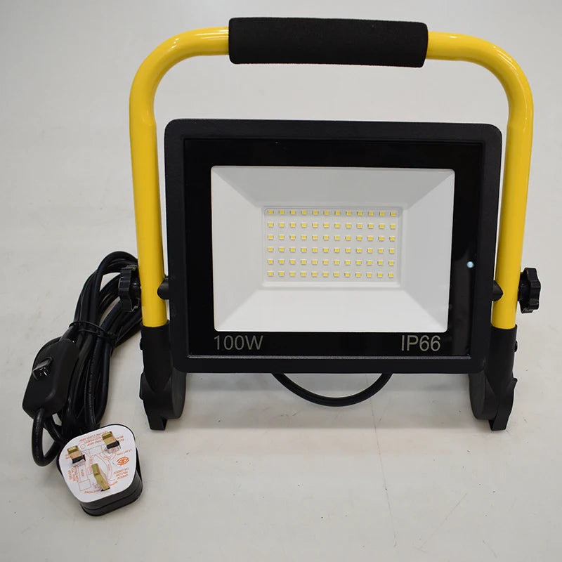 LED Portable Work Light 50W 100W IP66 10ft Cord Brushed Aluminum AC 85-265V Outdoor Floodlight