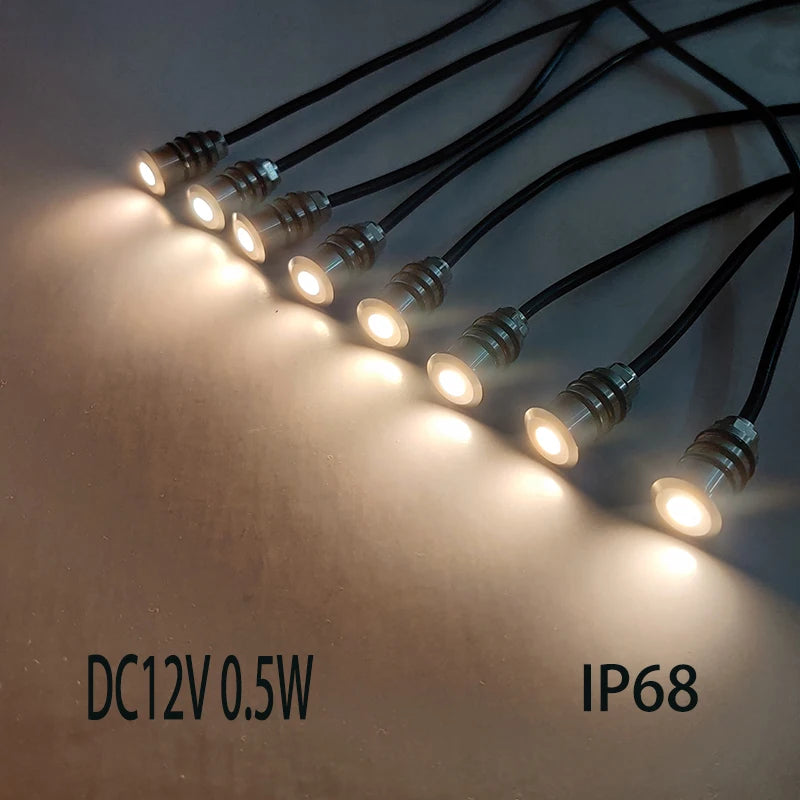 IP68 Mini LED Recessed Underground Spotlight 0.2W 0.5W DC 12V 60 Degree CRI 80 PWM Dimmable Stainless Steel Warm White Natural White Cool White Red Blue Green
