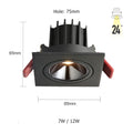 Dimmable Anti-Glare Adjustable Beam COB LED Recessed Downlight 7W 12W CRI 90+ 85-265V