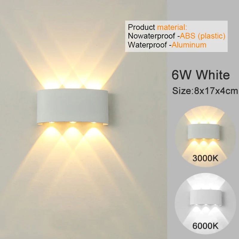 Modern LED Wall Sconce Up Down 6 Sizes Black White 3000K 6500K Waterproof AC 85-265V