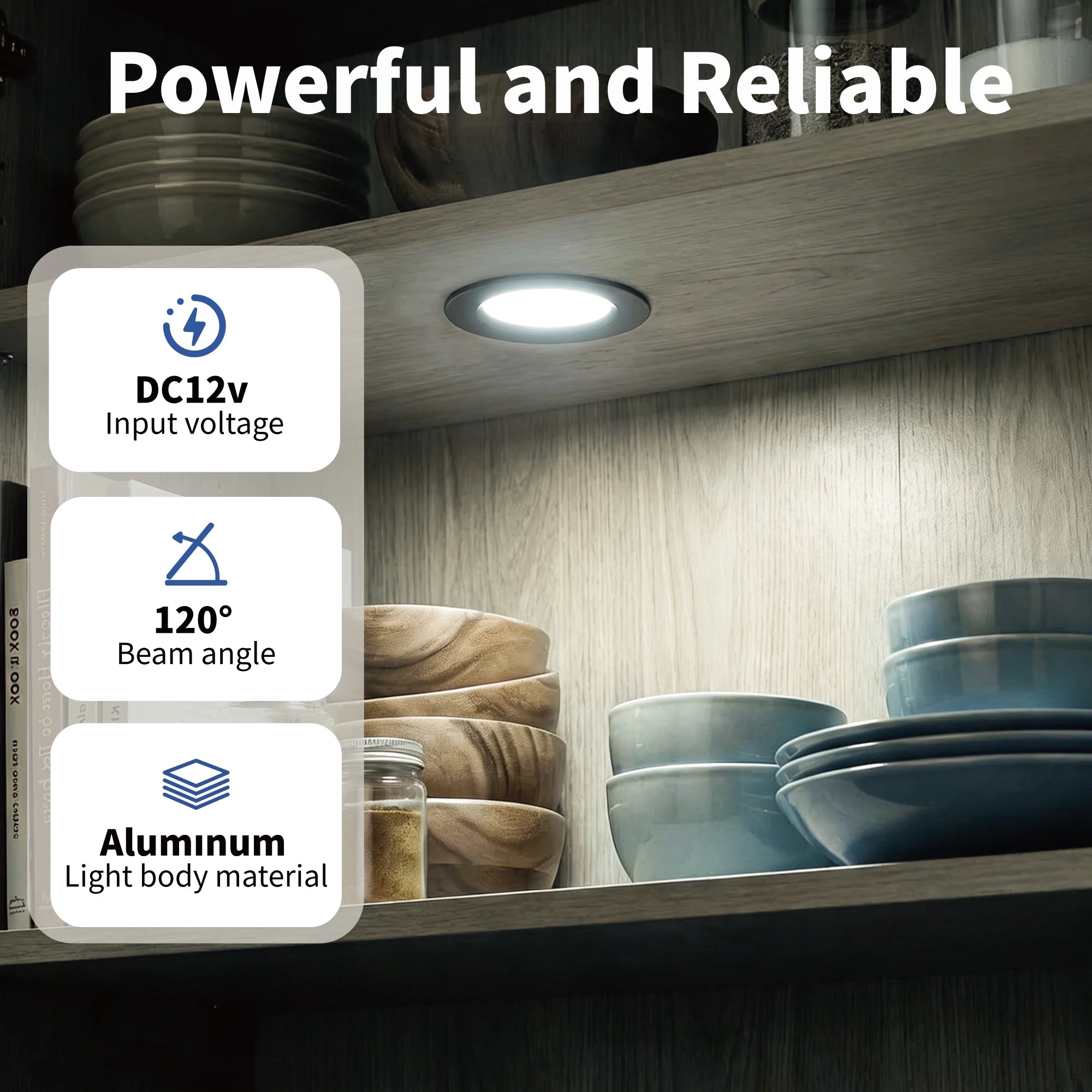 IP65 LED Recessed Cabinet Light 3W DC 12V 120 Degree 14mm Ultra Thin 50-55mm Cutout Aluminum Warm White Natural White Cool White 6 Pack with Driver
