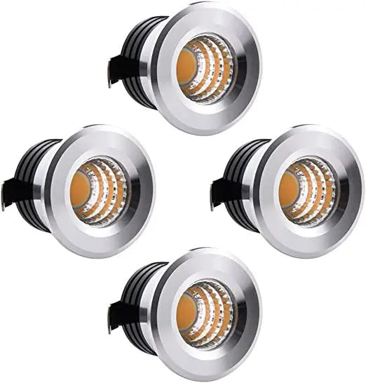 4-Pack 3W DC 12-24V COB LED Recessed Spotlight 300lm 60° CRI 80+ 37mm 30-35mm Cutout