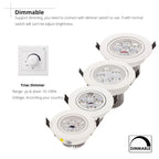 LED Recessed Downlight 9W 12W 15W 21W Aluminum 30 Degree Dimmable Knob Switch AC 110V 220V Warm White Natural White Cool White White 68-75mm Cutout