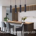 Modern Aluminum LED Pendant Light 10W 15W Long Tube 6x16cm 6x30cm AC 110-265V Black