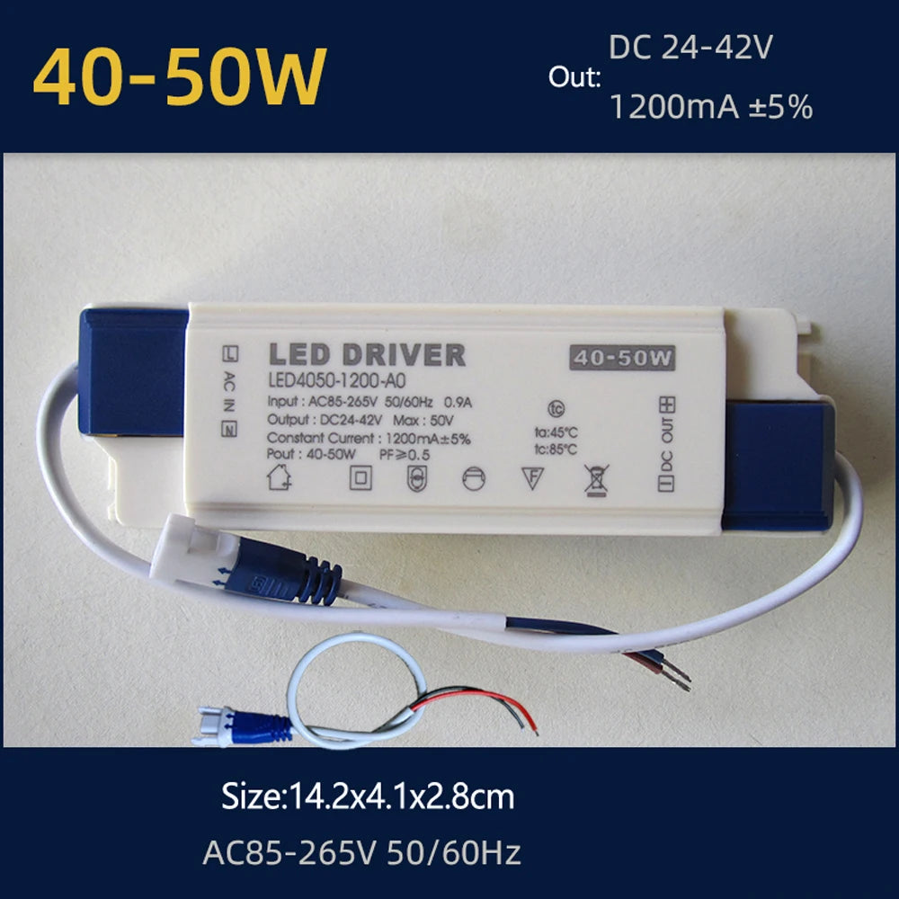 LED Driver Constant Current 20W 30W 36W 40W 50W DC 24-42V 500-1200mA AC 110-120V Input