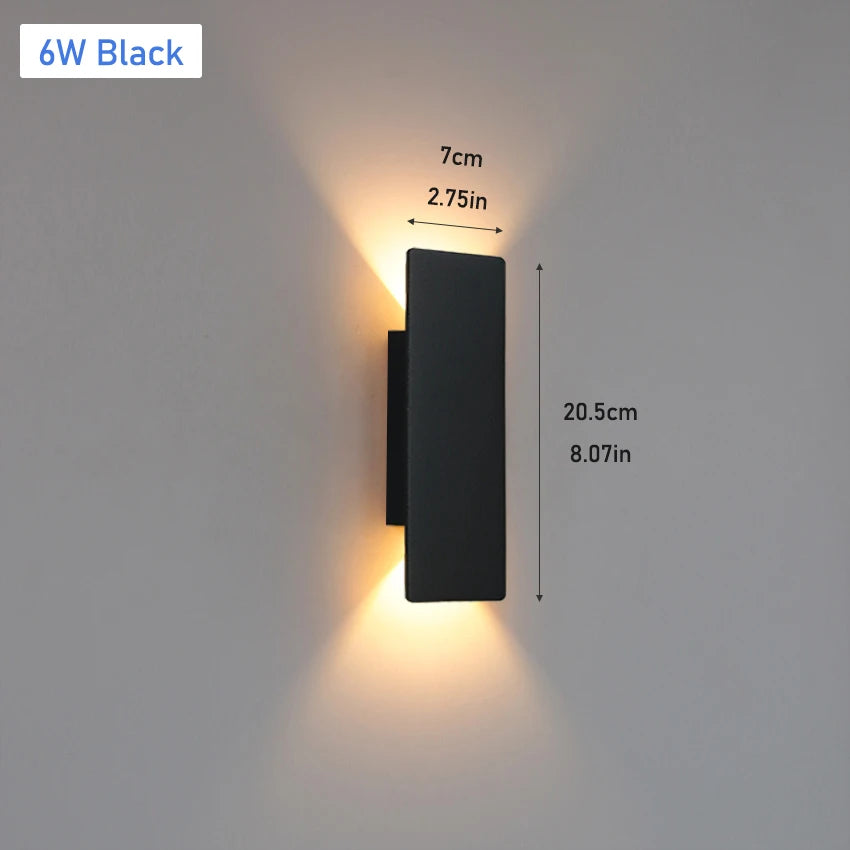IP65 LED Outdoor Wall Lamp Up-Down 6W 18W 24W AC 85-265V White Black Aluminum Polycarbonate