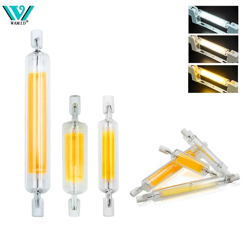 R7S COB LED Glass Tube Bulb 15W 20W 30W 50W 78mm 118mm Halogen Replacement 110-240V