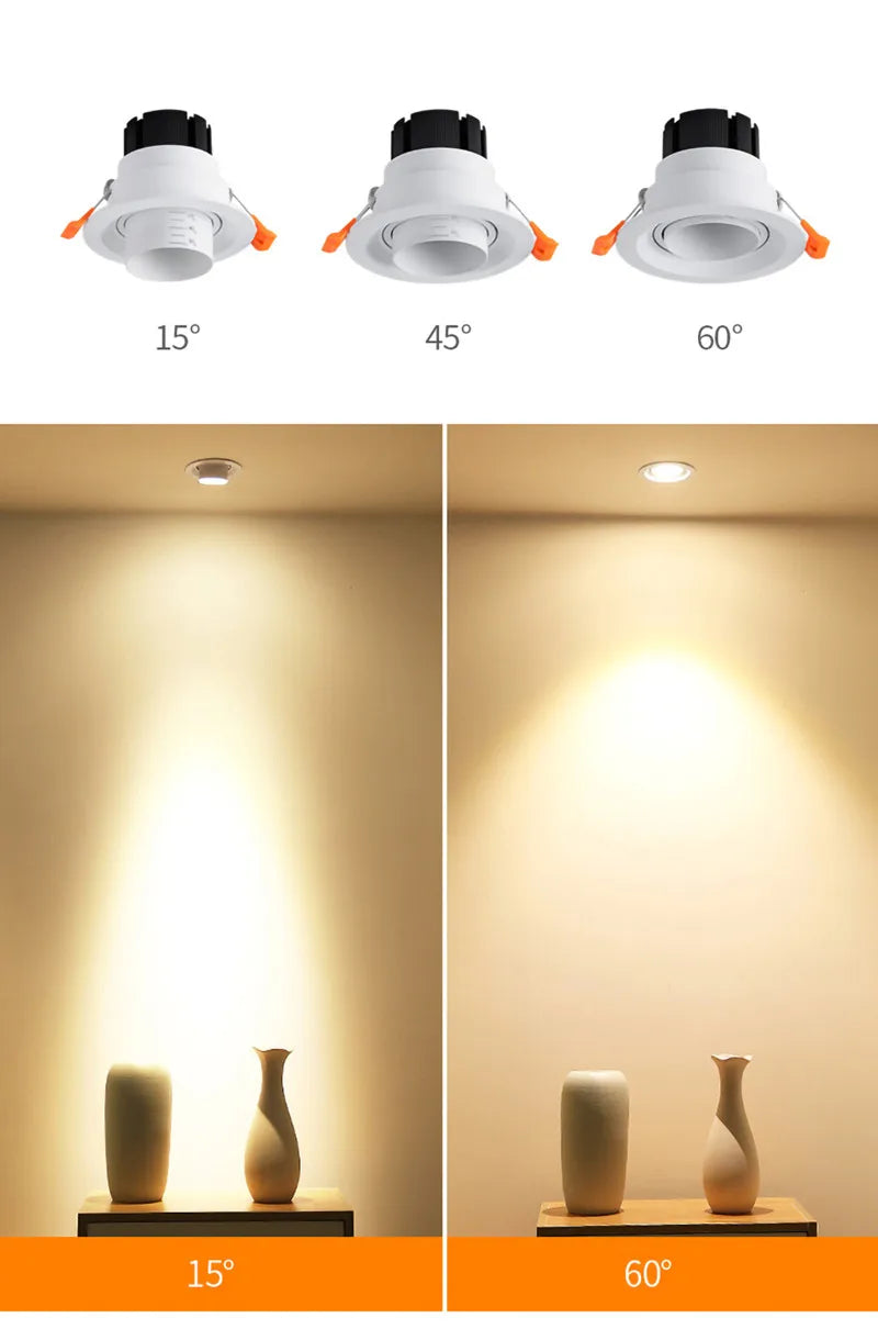 Adjustable Beam COB LED Recessed Downlight Spotlight