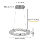 Luxury Ring LED Chandelier Pendant Light Stainless Steel Crystal Flush Mount Knob Dimmable Living Room Dining Room AC 90-260V