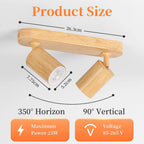 Wood Grain GU10 LED Ceiling Spotlight 25W Max 350 Degree Horizontal 90 Degree Vertical Adjustable AC 85-265V Single or Double Head Foyer Bedroom Kitchen