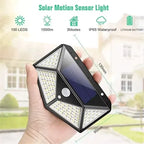 ESMARTER 100 LED Solar Motion Sensor Light 270° 6-8m PIR 3-Mode IP65 13.5x9.7x5cm
