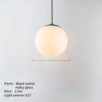 Nordic Glass Ball Pendant Light 10-40cm E27 G9 White Iron AC 90-260V 120cm Wire 3-5m²