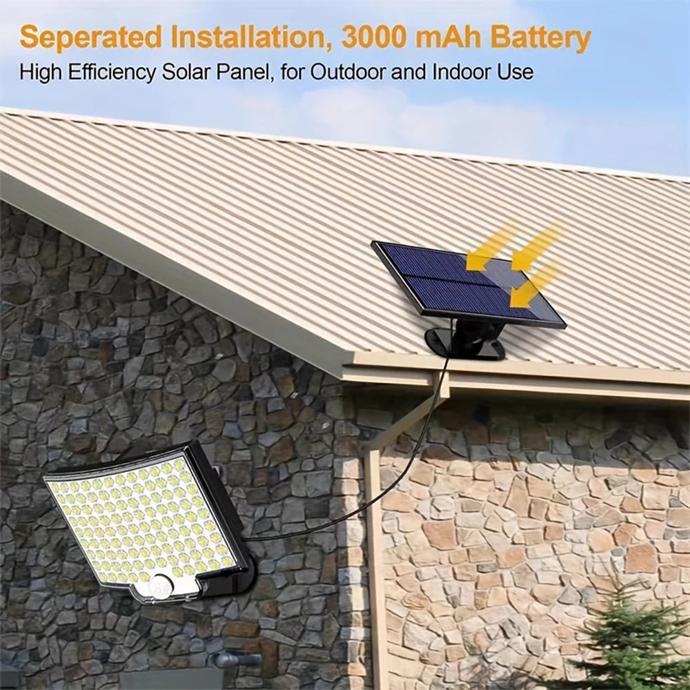 Solar LED Motion Sensor Flood Light 106 LED 3500lm 360 Degree Sensor 5 to 8 Meter Range Remote Control Outdoor Security Wall Lamp