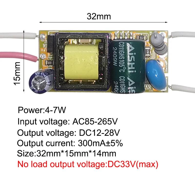 Isolated Constant Current LED Driver 300mA 1-3W 4-7W 8-12W 15-18W 20-24W 25-36W AC 85-265V