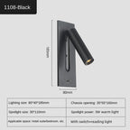 Recessed LED Reading Wall Lamp 3W 35 Degree USB 5V 2.1A Charging Port Toggle Switch Aluminum 80 x 40 x 185mm AC 85-265V Bedroom Hotel Black Copper