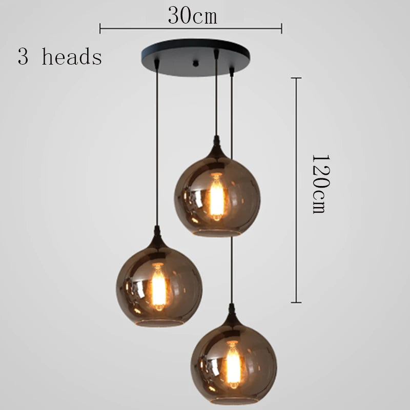 Modern Multi-Head Glass Pendant Chandelier 3 6 8 10 12 Heads 21-114W Dimmable AC 90-265V