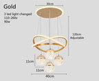 Modern LED Chandelier Iron Acrylic Semi Flush Mount 400mm Up and Down Shadeless AC 110-260V Black Gold Dining Room Living Room