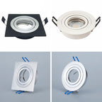 5-Pack Adjustable GU10 MR16 Spotlight Mounting Frame 80-85mm Cutout Black White Silver 5W LED