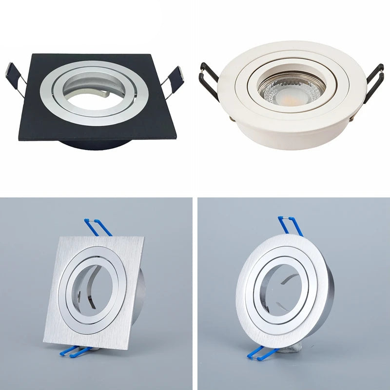 5-Pack Adjustable GU10 MR16 Spotlight Mounting Frame 80-85mm Cutout Black White Silver 5W LED