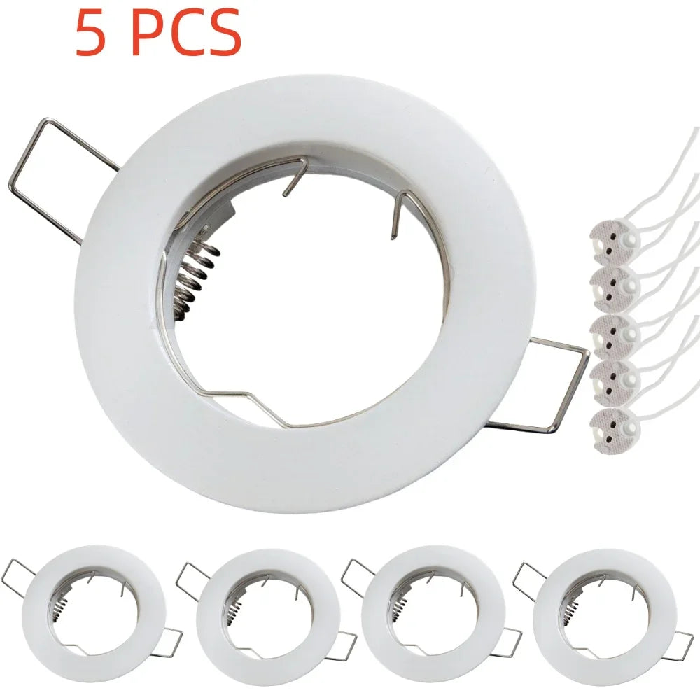 5-Pack GU10 MR16 GU5.3 Recessed Downlight Frame 80mm 60mm Cutout Spring Clips 4 Colors