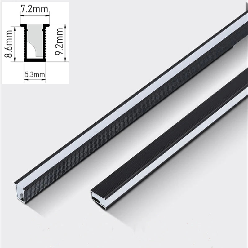 Ultra Thin LED Aluminum Channel Profile Silicone Diffuser Recessed or Surface Mount DC 12V Cabinet Closet Bar Light 30cm 40cm 50cm 100cm