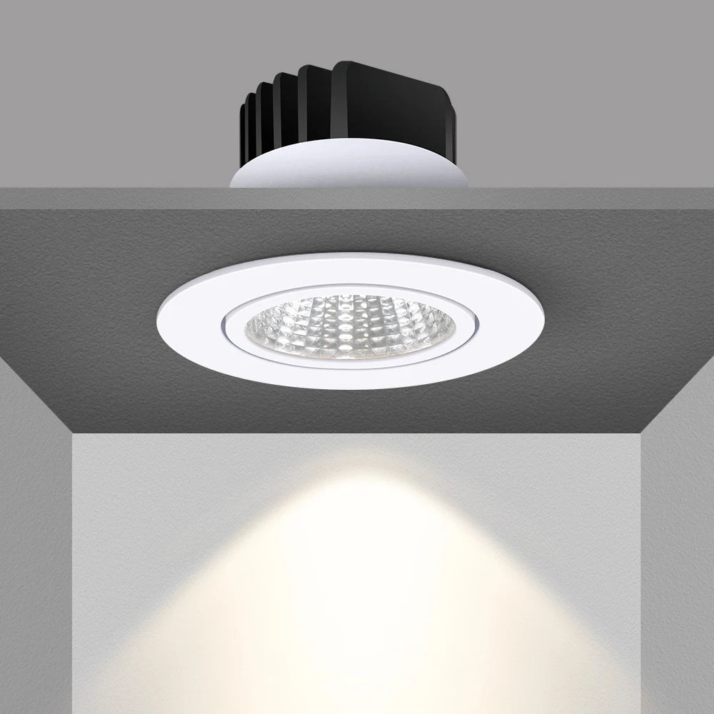 COB LED Recessed Dimmable Downlight 6W 9W 12W 15W CRI 90 105-110lm/W 25-45° AC 85-265V