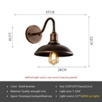Vintage Iron IP65 Outdoor LED Wall Lamp E26 E27 D24-30cm Black Archaize Silver Gold AC 90-260V