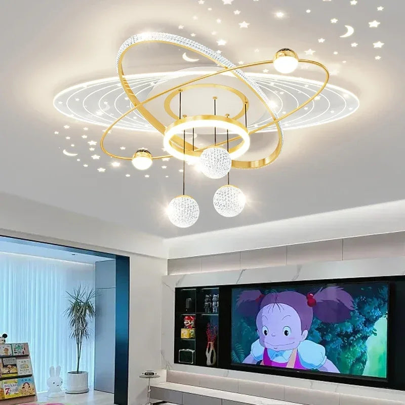 Modern Oval LED Pendant Chandelier Iron Acrylic Black Gold White Dimmable Remote AC 85-265V