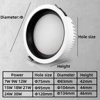 Dimmable Epistar LED Recessed Downlight CRI 90+ 110lm/W PF 0.95 AC 90-260V Ivory Brushed