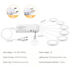 5W 12V Ultra-Thin LED Cabinet Puck Light Dimmable Touch Sensor Through-Wood AC 100-240V