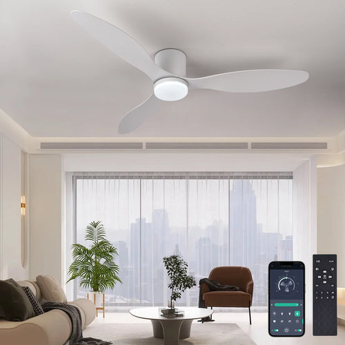 52-Inch Low Profile LED Ceiling Fan Remote Dimmable AC 120-240V Indoor Covered Outdoor