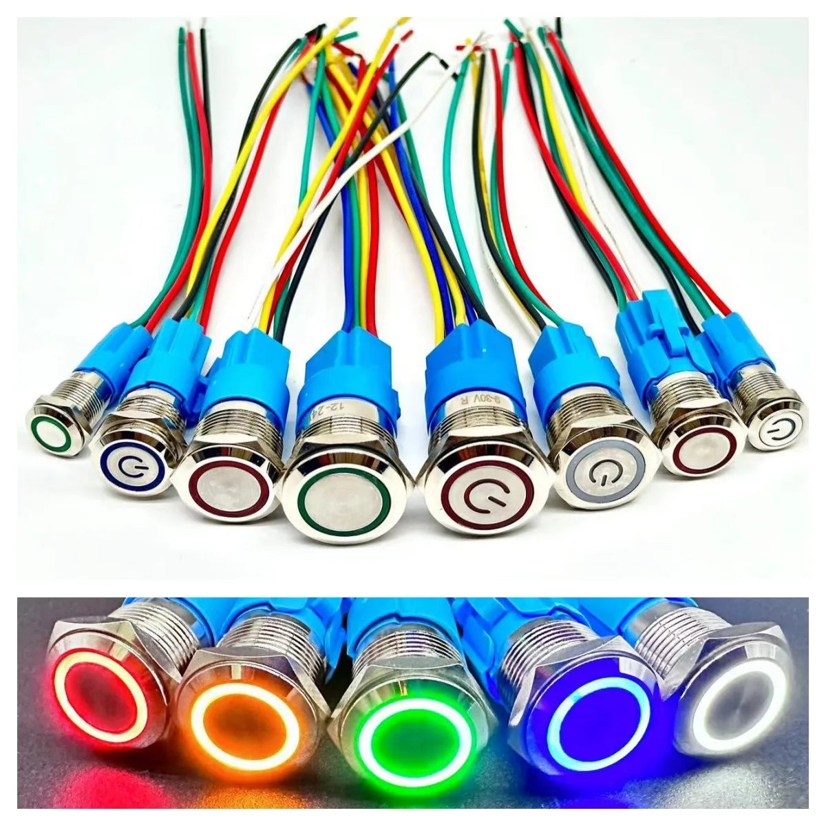 Waterproof LED Metal Push Button Switch 12mm 16mm 19mm 22mm 5A Momentary Latching 5-220V