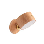 USB Rechargeable Magnetic LED Wall Lamp 360 Degree Rotating Touch Dimmable 4000K ABS Wood Grain Battery Powered Cordless Sconce