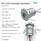 IP65 Mini LED Recessed Downlight 1W 3W DC 12V 90 lm/W 25 30 60 or 120 Degree Aluminum Silver Warm White Natural White Cool White Red Green Blue RGB Cabinet Stair