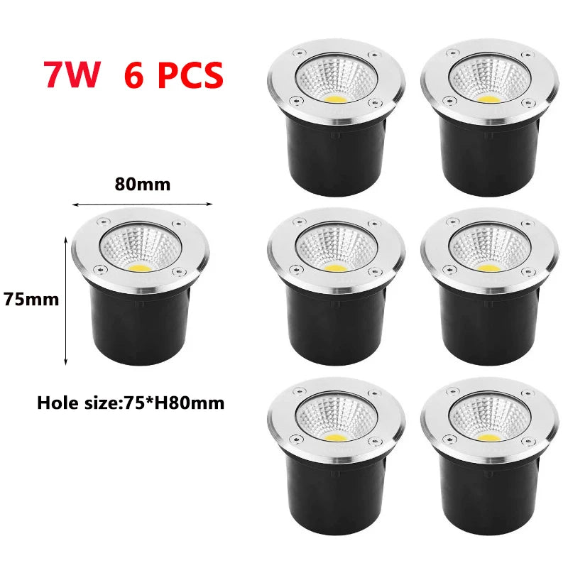 IP66 LED Underground Ground Light 5W 10W 15W AC 85-265V or DC 12-24V CRI 80 Aluminum Waterproof Garden Landscape Villa 6 Pack