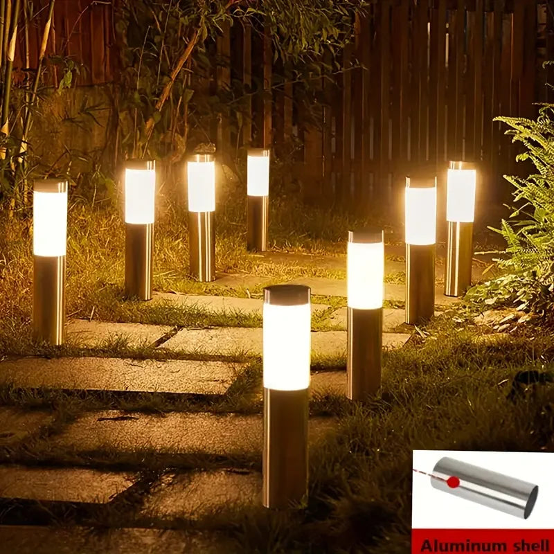Solar LED Pathway Lawn Light IP65 Waterproof Stainless Steel ABS Polished Flush Mount Outdoor Garden Walkway Landscape