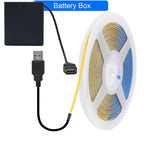 DC 5V USB COB LED Strip Light 320 LED/m 3mm PCB CRI 90 IP33 0.5m to 5m Warm White Natural White Cool White Red Blue Pink Ice Blue Dimmable Flexible Tape