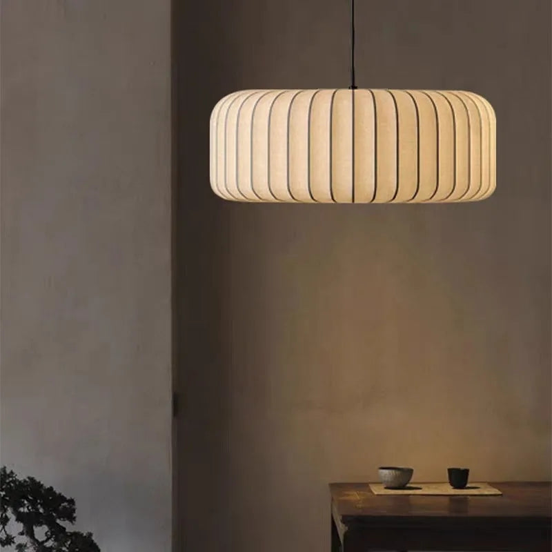 Modern Japanese Wabi-Sabi Fabric Silk E26 E27 Pendant Lamp Dimmable AC 90-260V Living Dining