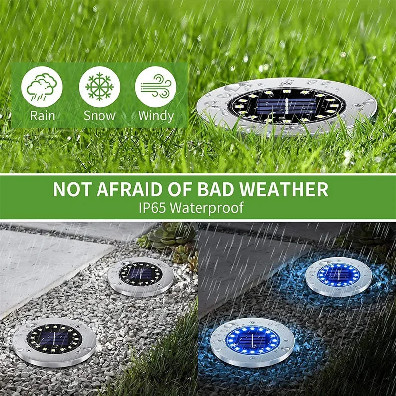 Solar LED Underground Ground Light 8 or 20 LED IP65 Stainless Steel ABS Dusk to Dawn Auto Sensor Warm White Cool White Garden Path Driveway