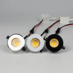 3W Mini COB LED Recessed Downlight 60° CRI 80 IP44 D37.5mm 30mm Cutout AC 12-220V Dimmable