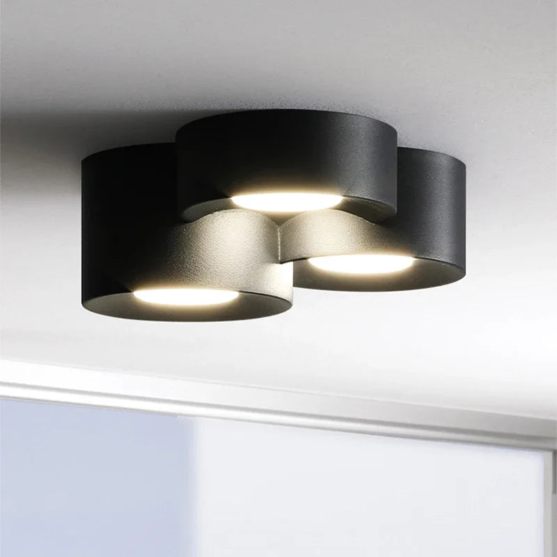 Modern LED Cylinder Surface Mounted Ceiling Spotlight 7W 14W 21W Single Double Triple Head Iron Acrylic AC 90-260V Bedroom Hallway White Black