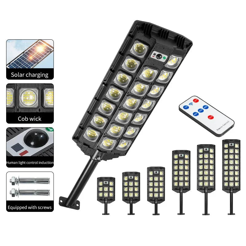 Solar LED Street Light PIR Motion Sensor 3 Modes Remote Control IP65 ABS 6V 5W Panel 4 to 8 Panel Configurations Garden Courtyard