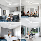 IRALAN DC Motor Ceiling Fan with LED 3-CCT 6-Speed Reversible Remote 42 52 Inch AC 90-220V