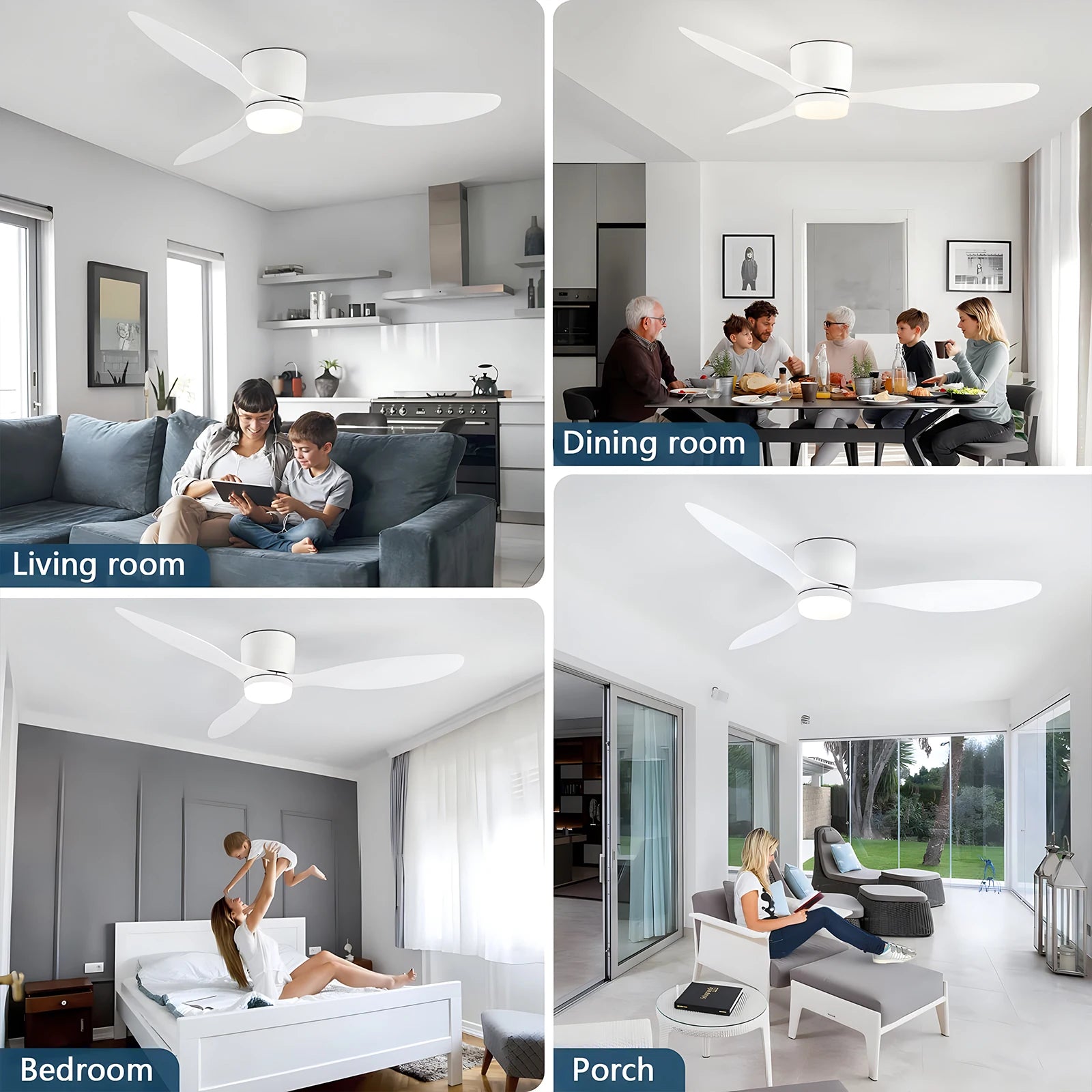 IRALAN DC Motor Ceiling Fan with LED 3-CCT 6-Speed Reversible Remote 42 52 Inch AC 90-220V