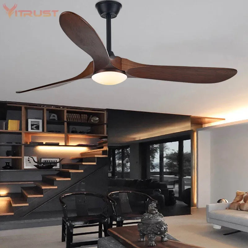 Modern Wooden Ceiling Fan Remote Control Light
